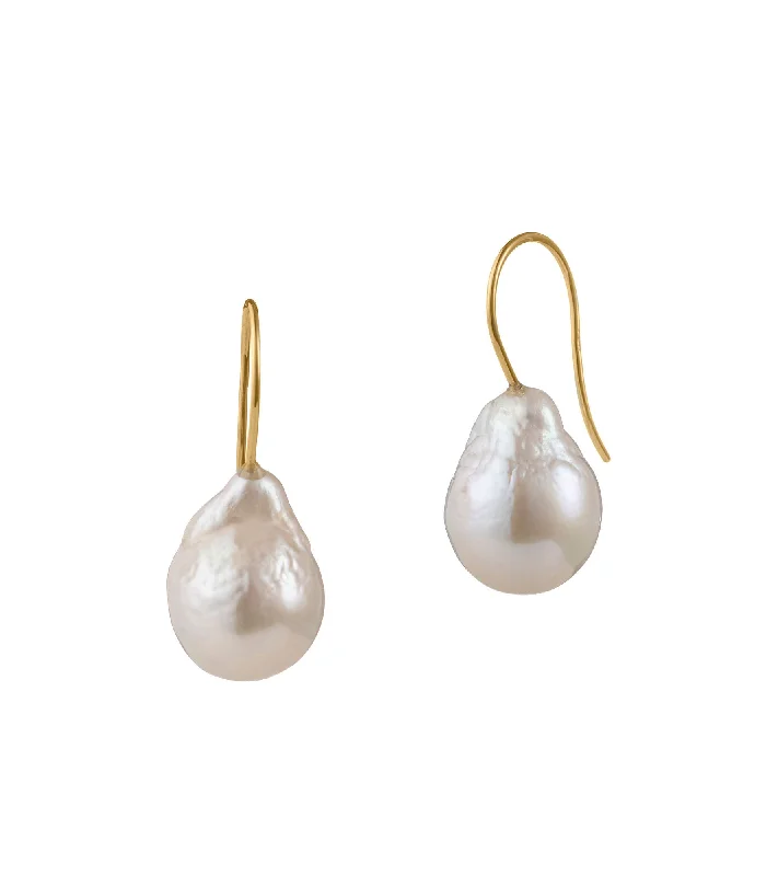silver moon phase pendant Baroque 18K Gold Drop Earrings w. Pearls