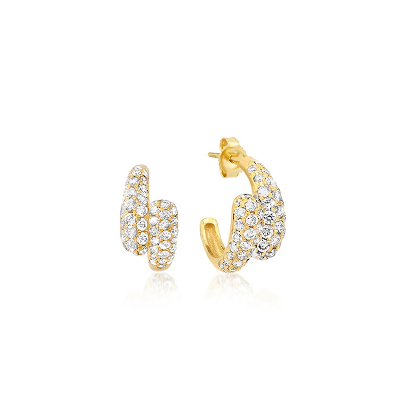 adjustable gemstone choker Mini Diamond Double Dome Hoops