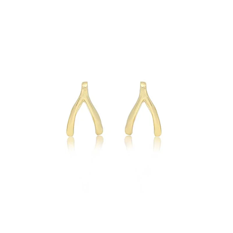 minimalist wedding band set Mini Wishbone Studs