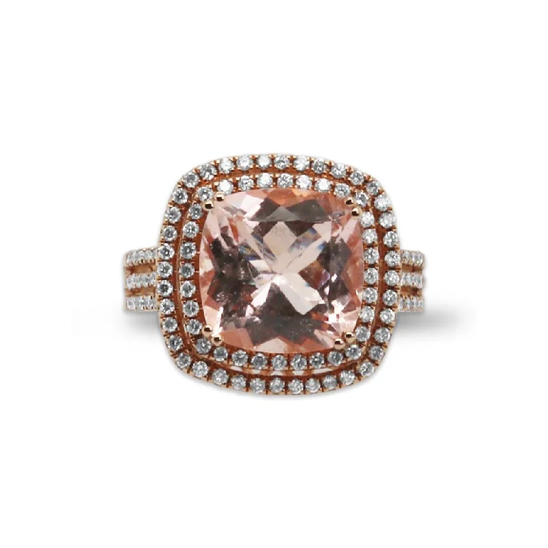 freshwater pearl drop earrings 18k Rose Gold Morganite & Double Diamond Halo Ring