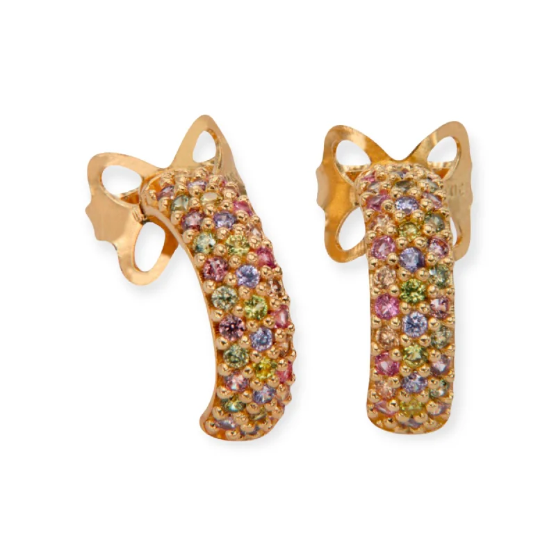 classic diamond solitaire earrings Adriana 18K Gold Plated Sterling Silver Hoops, Multi Color