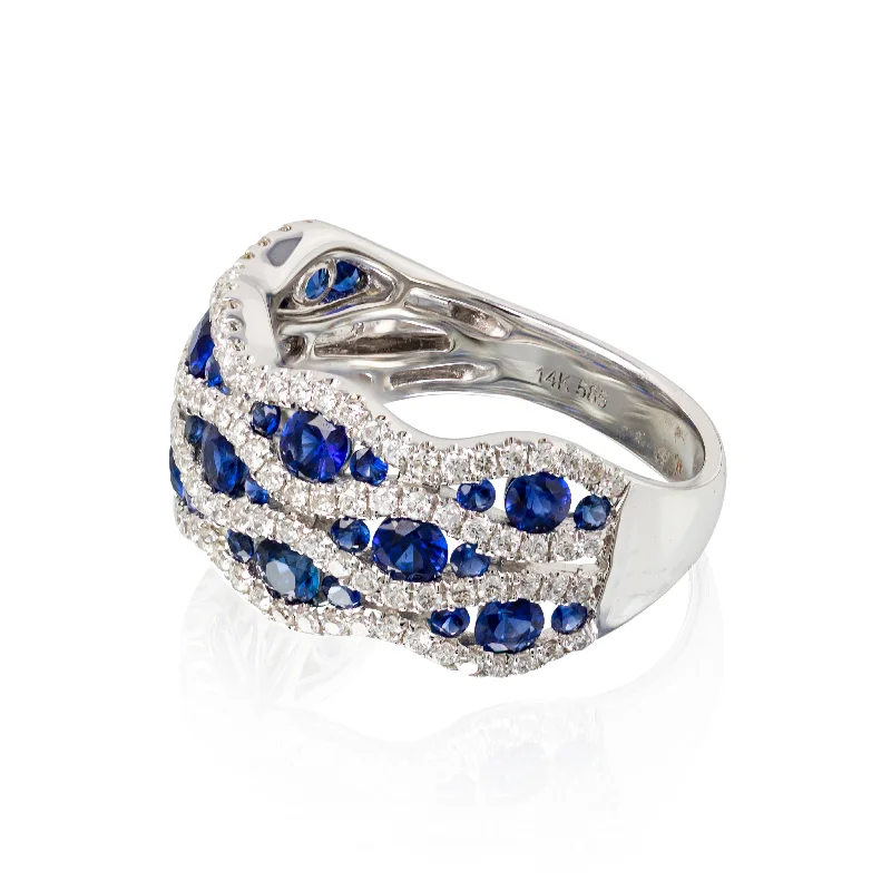 black pearl earrings classic Multi row sapphire and diamond band