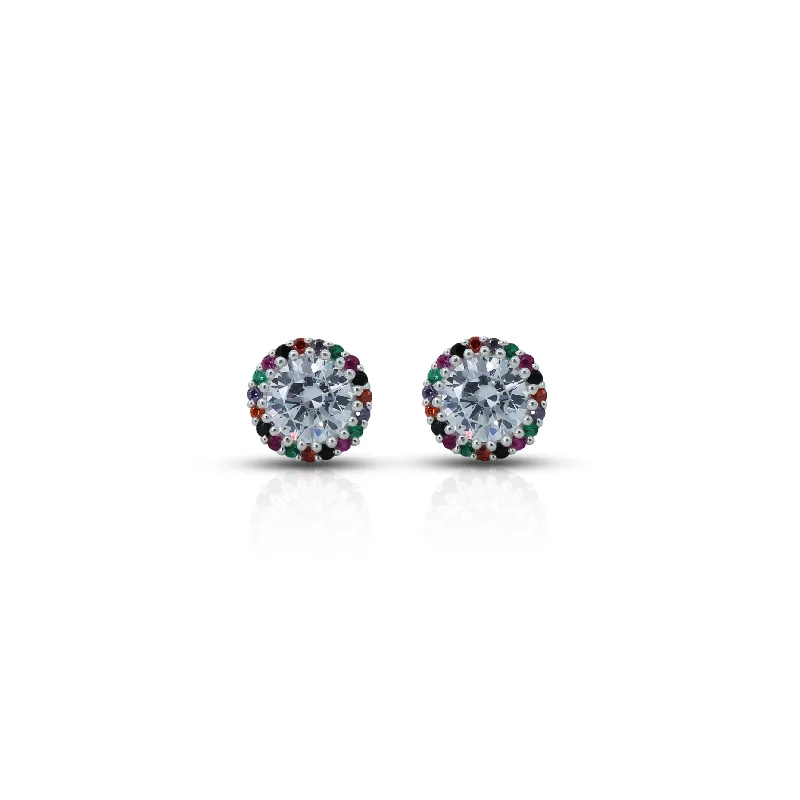 unique tribal silver ring Multicolor Stones Silver Earring For Girls