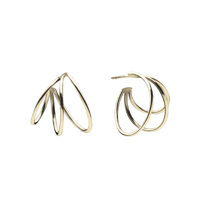 gold and turquoise statement ring Triple Hoops Earrings Gold Plated