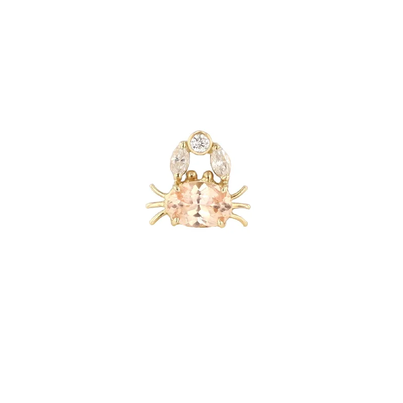 handcrafted turquoise necklace Sparkling Crab 14K Gold Earring w. Diamonds & Sapphire