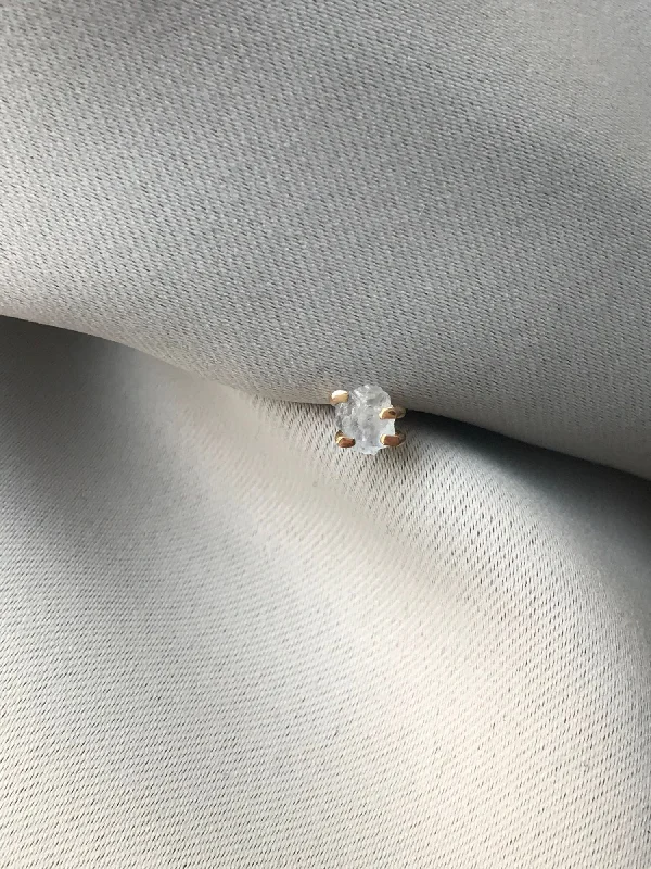 minimalist stacking rings set GLOW Rough 14K Gold Stud w. Sapphire