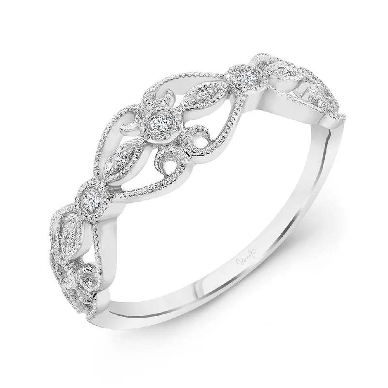 unique gemstone cocktail ring 14k White Gold Floral Detail Ring