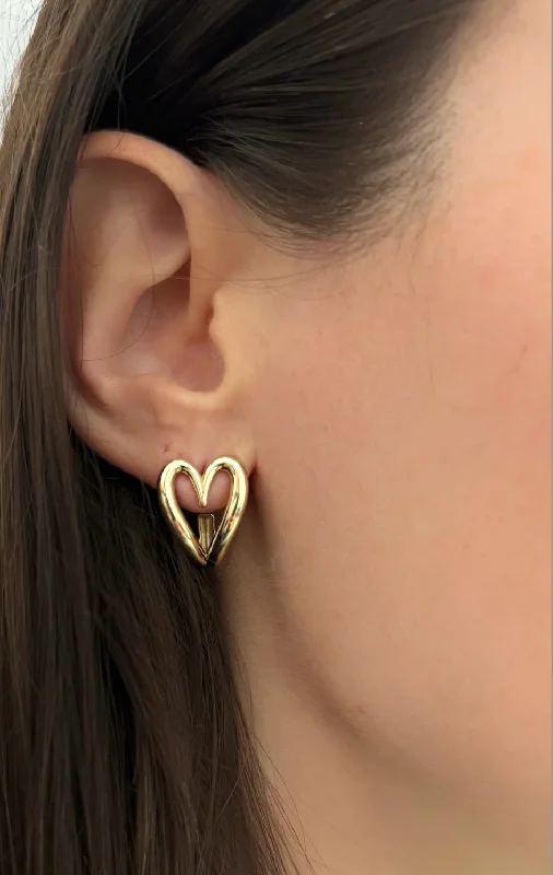 celestial galaxy planet earrings Open Heart Huggie Earrings