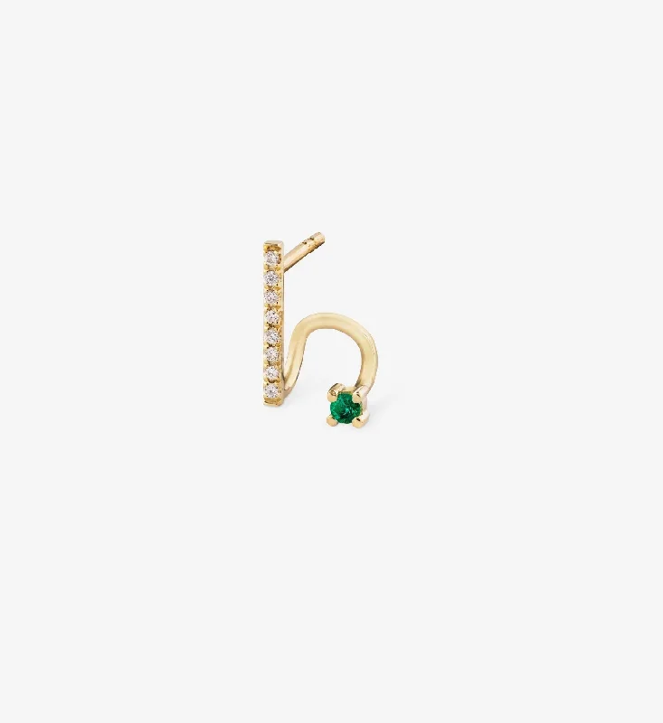 unique square diamond ring Floating Emerald Diamond Spiral Earring 0.08 - Single