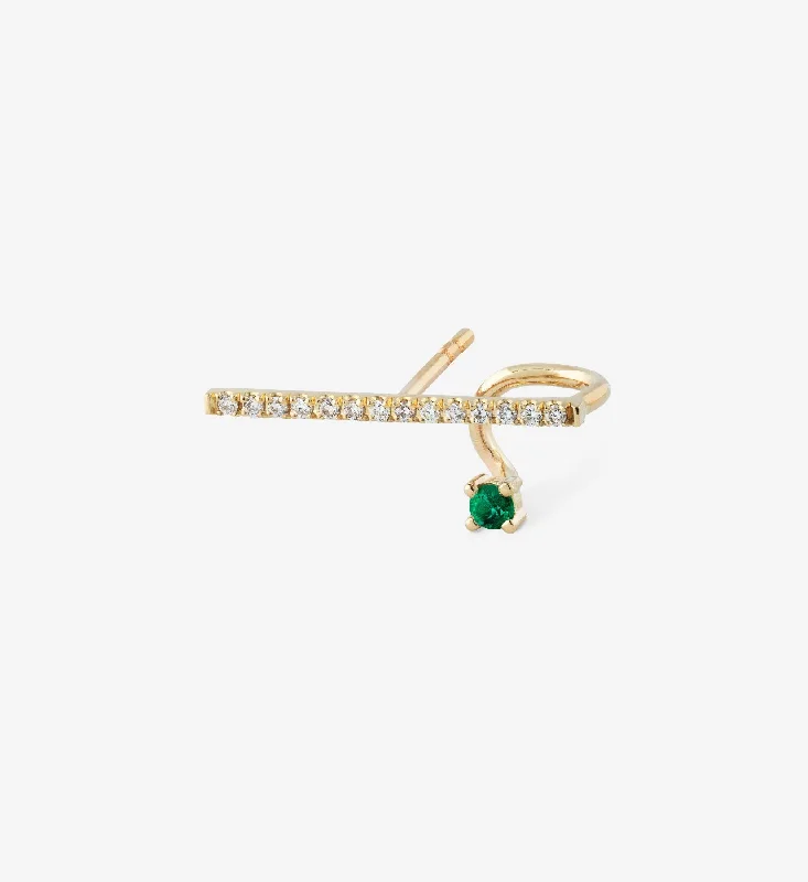 vintage citrine ring Floating Emerald Horizontal Diamond Earring  0.12 - Single