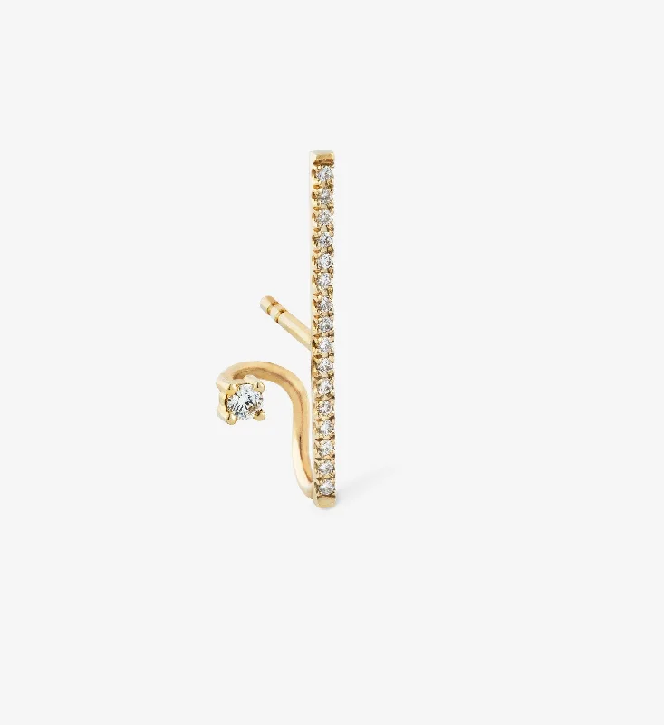 bold gothic vampire ring Vertical Diamond Spiral Earring  0.13 - Single
