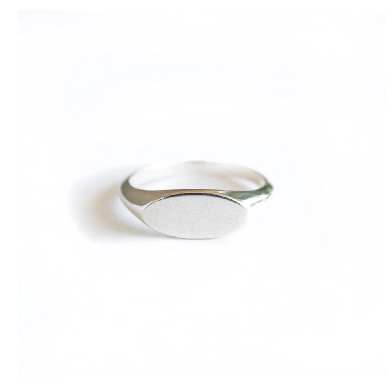 simple snake chain necklace Silver Little Oval Signet Ring