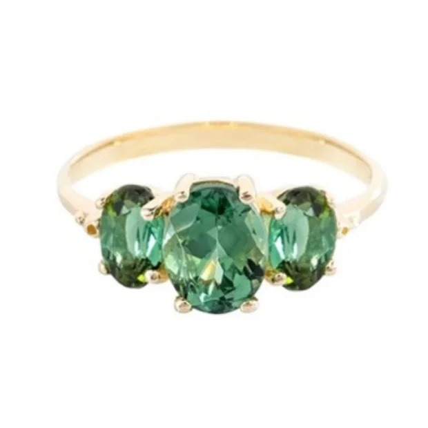 gold-plated snake chain bracelet Oval the Moon Ring, Green Tourmaline