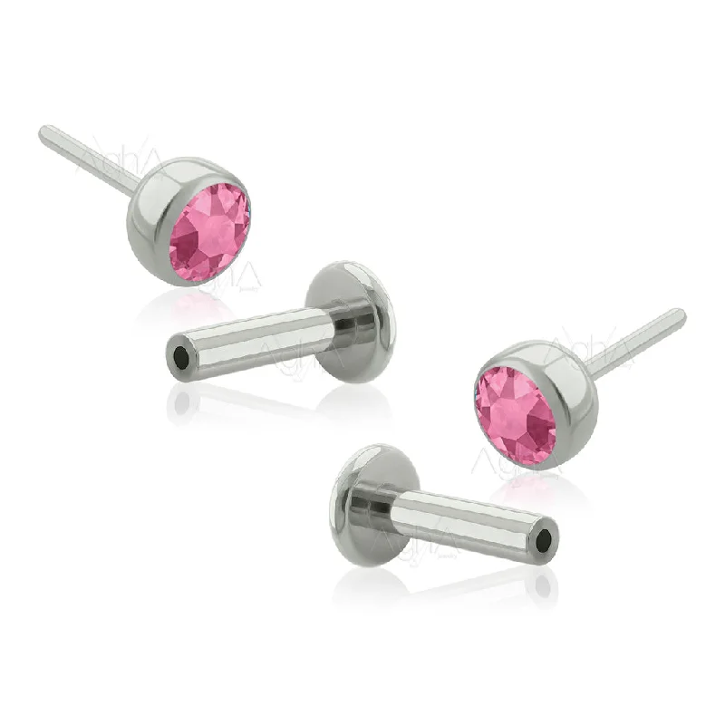 dainty gemstone chain bracelet Pair, 16g Implant Grade Titanium Threadless Labret with Bezel Setting, Pink Cubic Zirconia Crystals Top (Top and Bottom)//Cartilage and earlobe jewelry dainty gemstone chain bracelet Pair, 16g Implant Grade Titanium Threadless Labret with Bezel Setting, Pink Cubic Zirconia Crystals Top (Top and Bottom)//Cartilage and earlobe jewelry