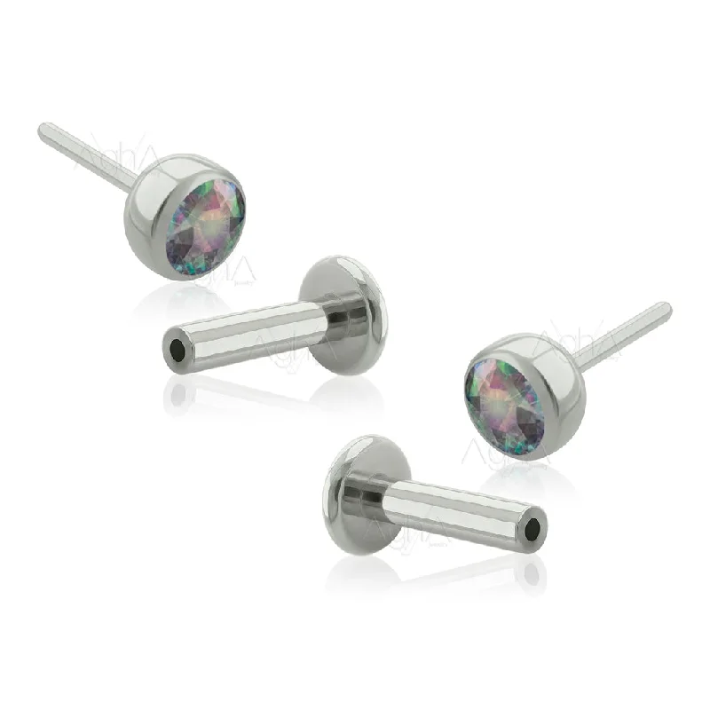 celestial moon and stars ring Pair, 20g Implant Grade Titanium Threadless Labret with Bezel Setting, Vitrail Medium Cubic Zirconia Crystals (Top and Bottom)//Cartilage and earlobe jewelry celestial moon and stars ring Pair, 20g Implant Grade Titanium Threadless Labret with Bezel Setting, Vitrail Medium Cubic Zirconia Crystals (Top and Bottom)//Cartilage and earlobe jewelry