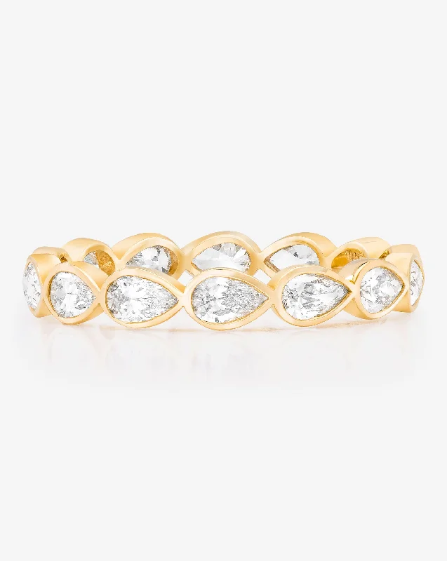 silver anklet with charms Sideways Pear Bezel Eternity Band