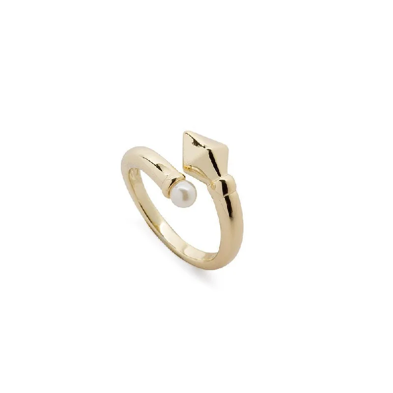 fine silver herringbone necklace Pearl Gold Plated Wrap Ring