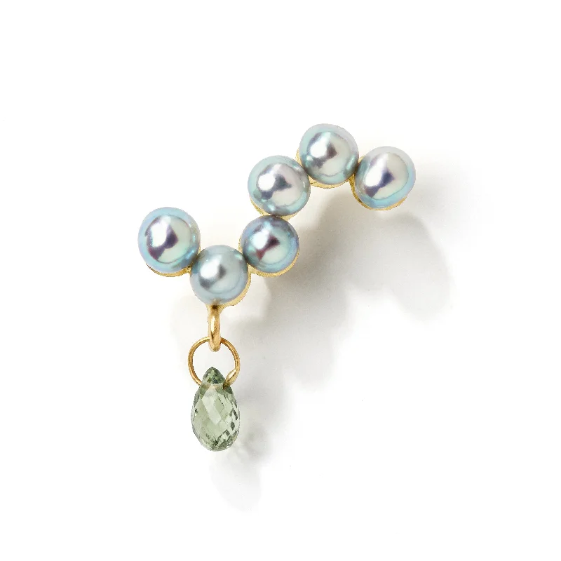 snake chain bracelet gold Fine Curves 18K Gold Stud w. Pearls & green Sapphire