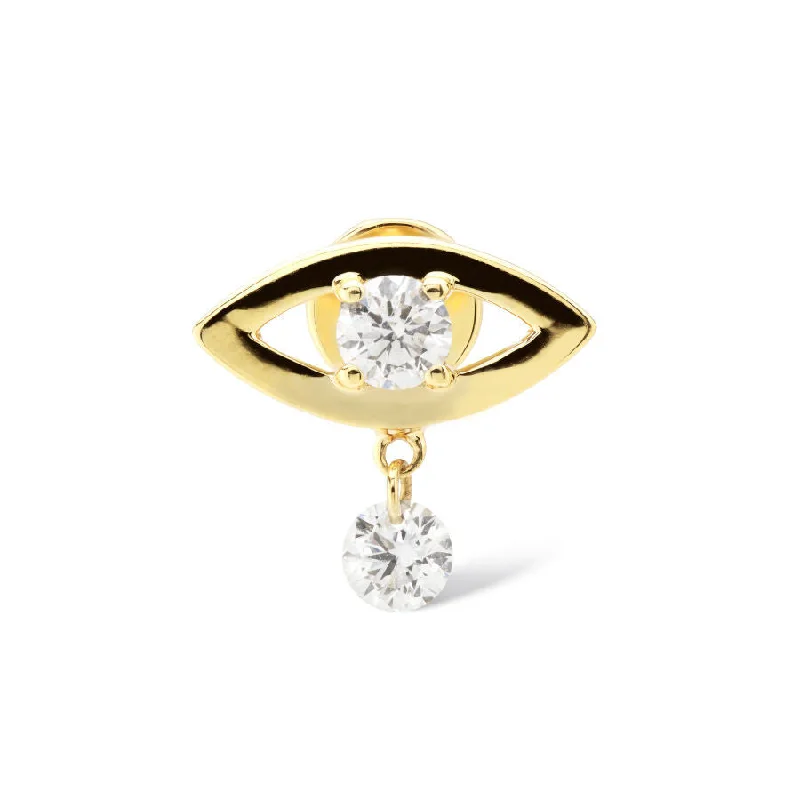 emerald cut diamond wedding ring Eye Piercing 18K Gold Stud w. Diamonds