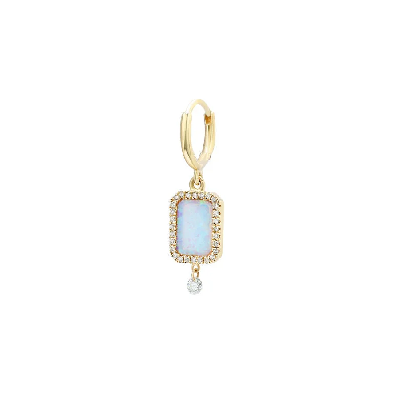 genuine ruby ring women Piercing Semi Precious 18K Gold Earring w. Opal & Diamonds