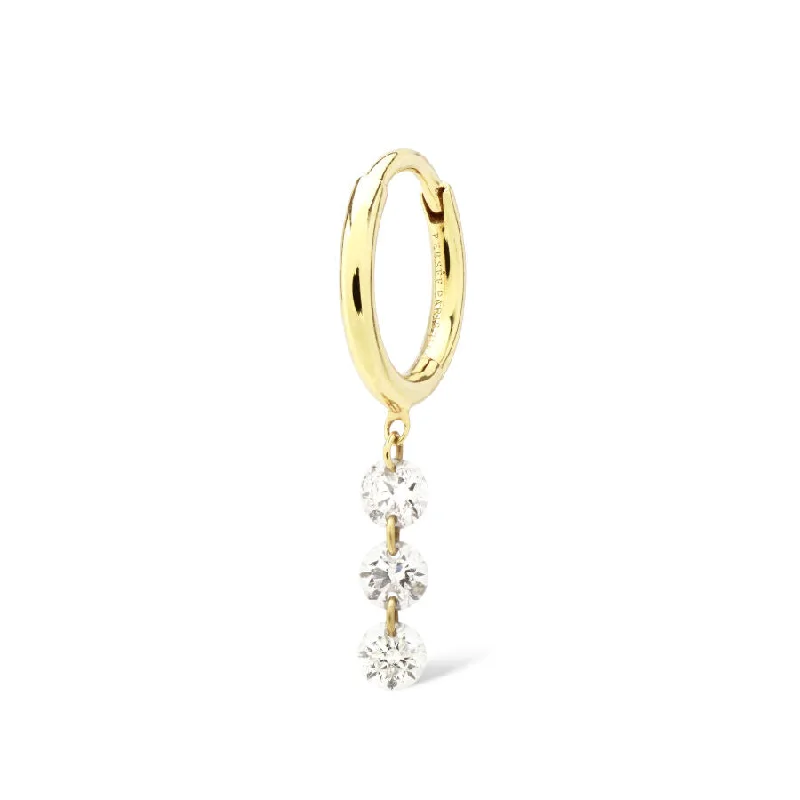 fine silver herringbone necklace Danaé Hanging 3 Piercing 18K Gold Hoop w. Diamonds