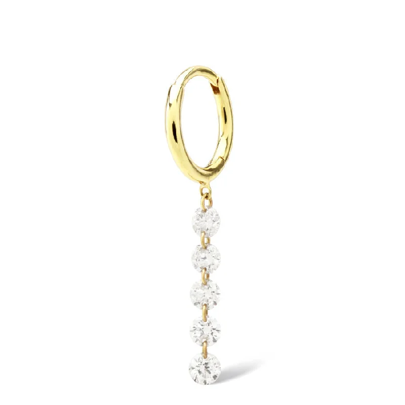 dainty rose gold anklet Danaé Hanging 5 Piercing 18K Gold Hoop w. Diamonds