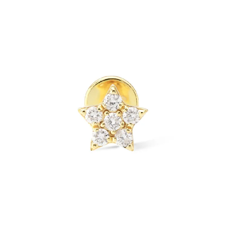 ruby and diamond engagement ring Pavé Star Piercing 18K Gold Stud w. Diamonds