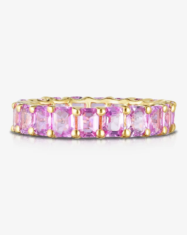 pearl stud earrings classic Petite Emerald Cut Pink Sapphire Ring