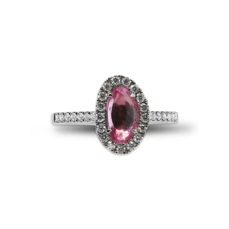 gothic black onyx ring men 18k White Gold Diamond & Pink Sapphire Ring