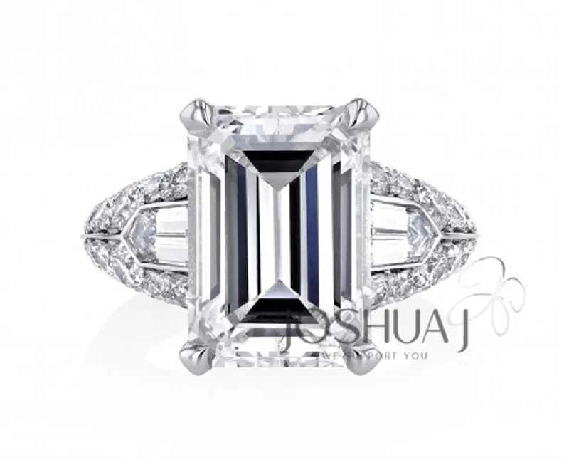 bold gothic skull necklace Platinum 7.54ct Emerald Cut and Pave Diamond Ring