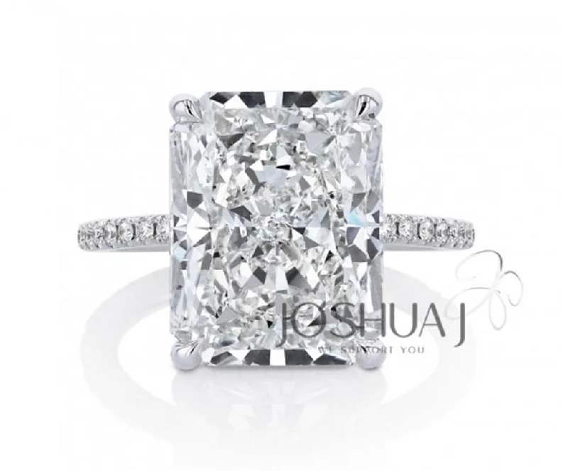 men’s hammered titanium ring Platinum 4.93ct Radiant Cut and Pave Diamond Ring