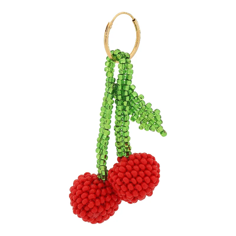 real tiger’s eye bead bracelet Cherry Earring Gold Plated, Red and Green Beads