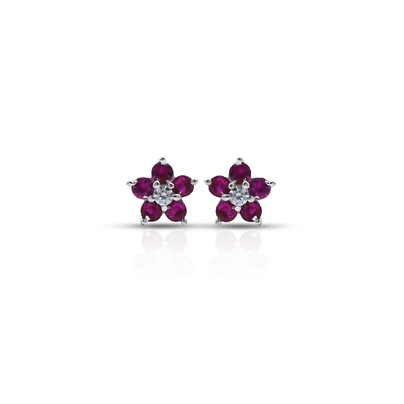 dainty cherry blossom ring Purple Gemstone Sterling Silver Earrings
