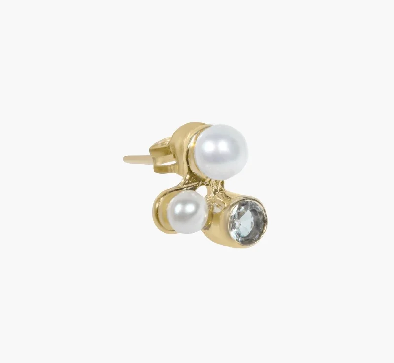 dainty gold chain earrings Maria 01 9K Gold Stud w. Sapphire