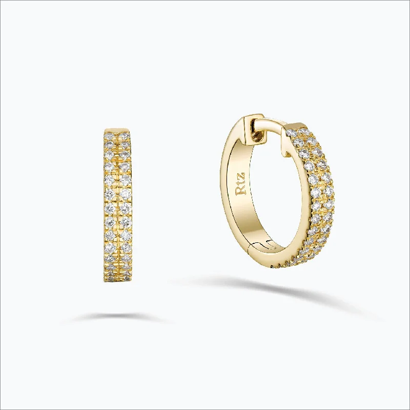 gold charm bracelet with initials Double Line 18K Gold Hoops w. Diamonds