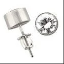 emerald-cut aquamarine necklace Round 2 Ct Bezel Set Screw Backs Cubic Zirconia CZ Earrings