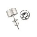 delicate marquise diamond band Round Bezel Set screw Back Cubic Zirconia CZ Earrings