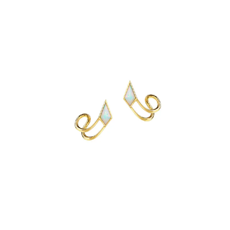 moissanite engagement ring affordable SPECTRUM Pirouette 18K Gold Earrings w. Opal