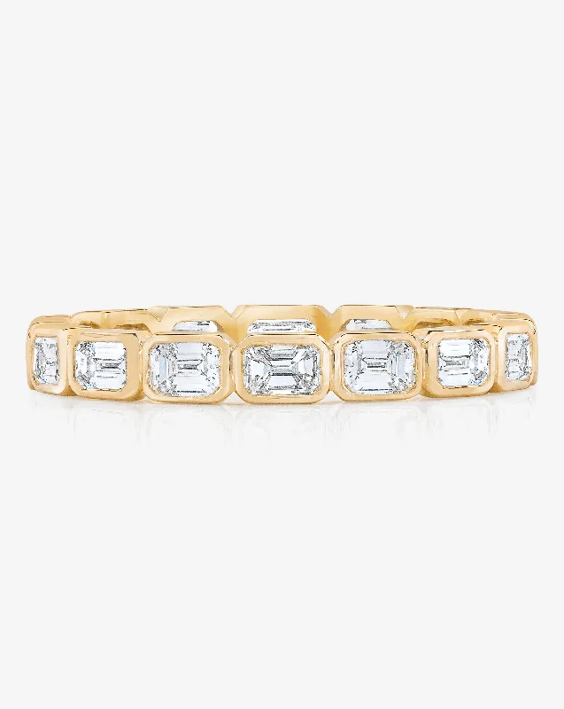 emerald cut diamond earrings Sideways Emerald Bezel Eternity Band