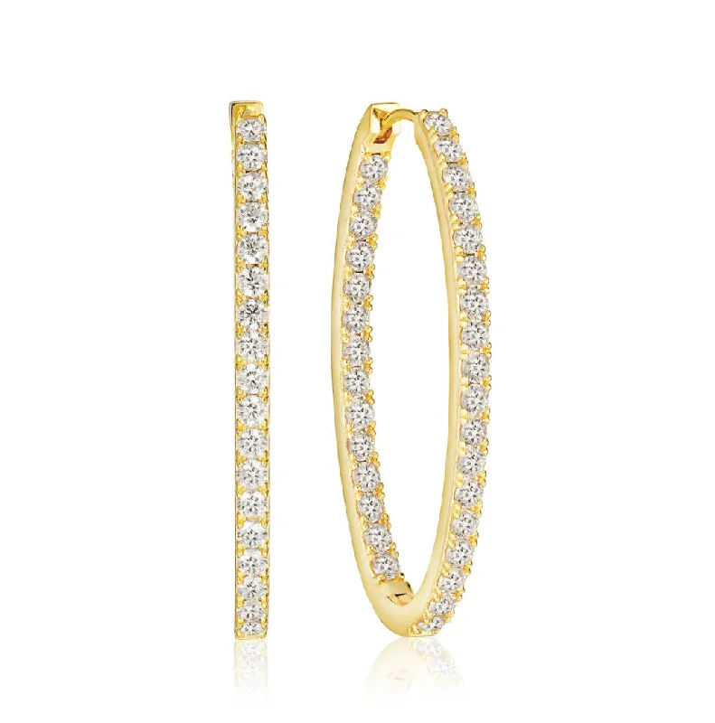 gold initial bracelet personalized Ellisse Medio 18K Gold Plated Hoops w. Zirconias