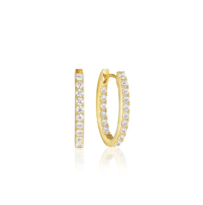 classic diamond solitaire earrings Ellisse Piccolo 18K Gold Plated Hoops w. Zirconias