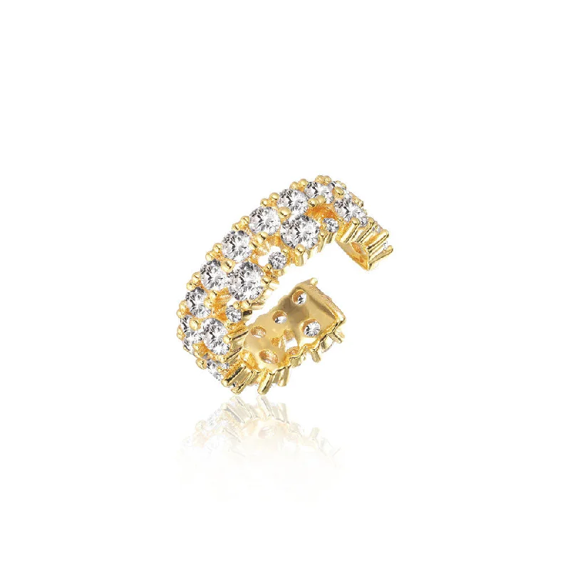 minimalist cubic zirconia earrings Livigno 18K Gold Plated Ear Cuff w. Zirconias