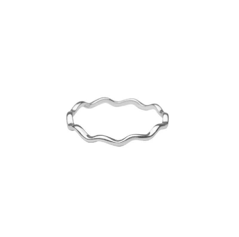 wedding band with diamonds Silver Wavy Ring