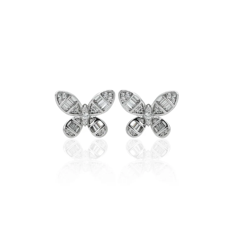 vintage pearl engagement ring Silver "Gleaming Butterfly" Girls Earrings