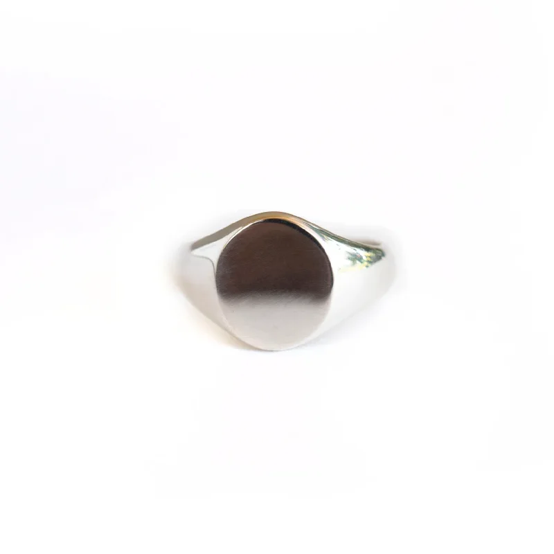 white gold diamond cluster ring Silver Signet Ring