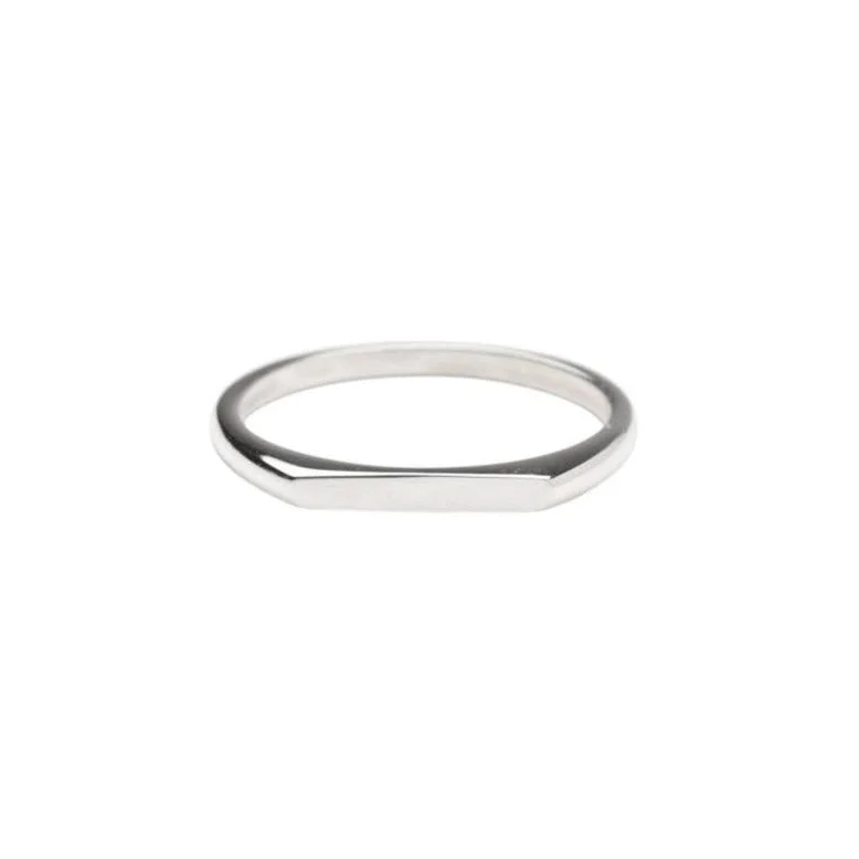 luxury diamond eternity ring Silver Thin Signet Ring