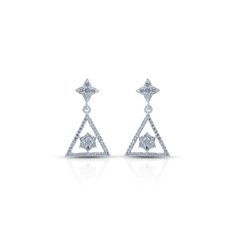celestial star charm bracelet Silver Triangular Earrings With a Star-Shaped Inside The Triangle celestial star charm bracelet Silver Triangular Earrings With a Star-Shaped Inside The Triangle