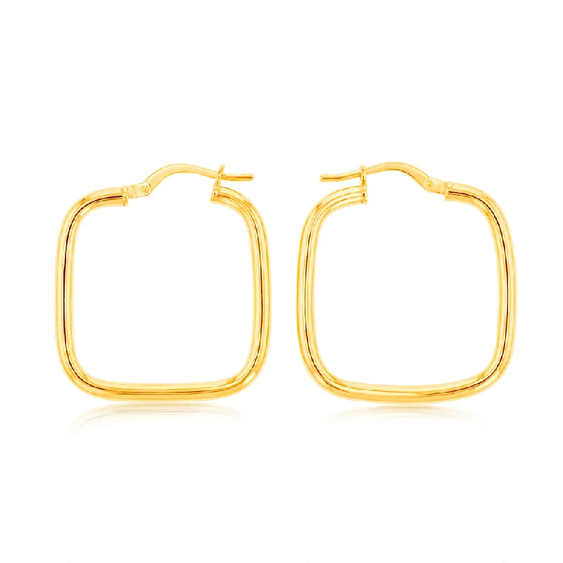men’s hammered titanium ring Silverfilled 9ct Yellow Gold Square 20mm Hoop Earrings