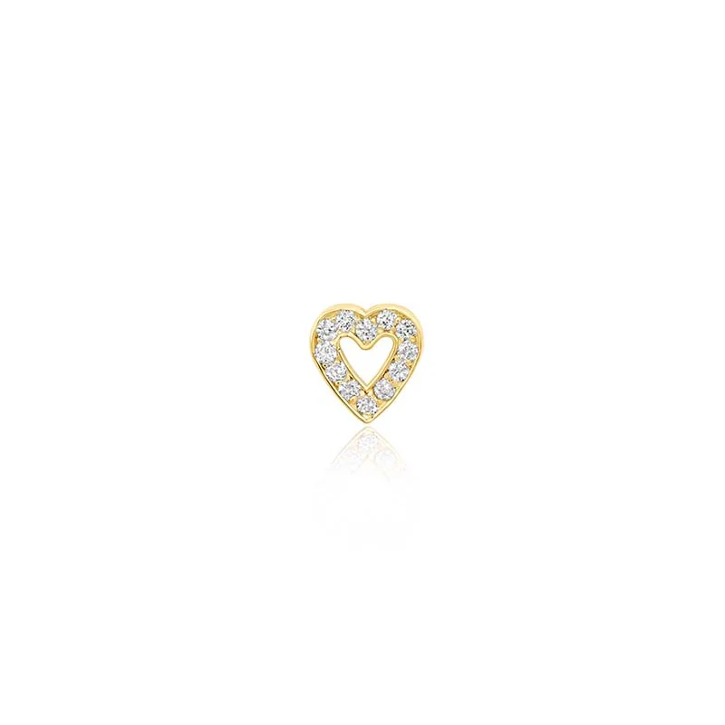bold Cuban link bracelet men Single Diamond Mini Open Heart Stud