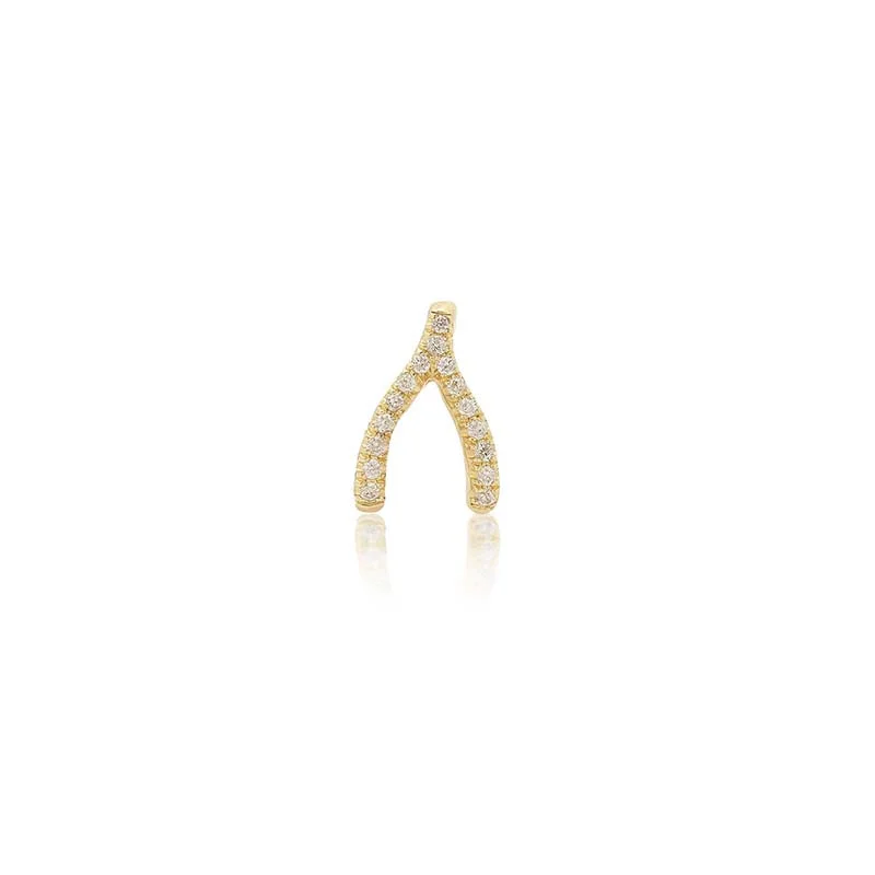 modern geometric earrings gold Single Diamond Mini Wishbone Stud
